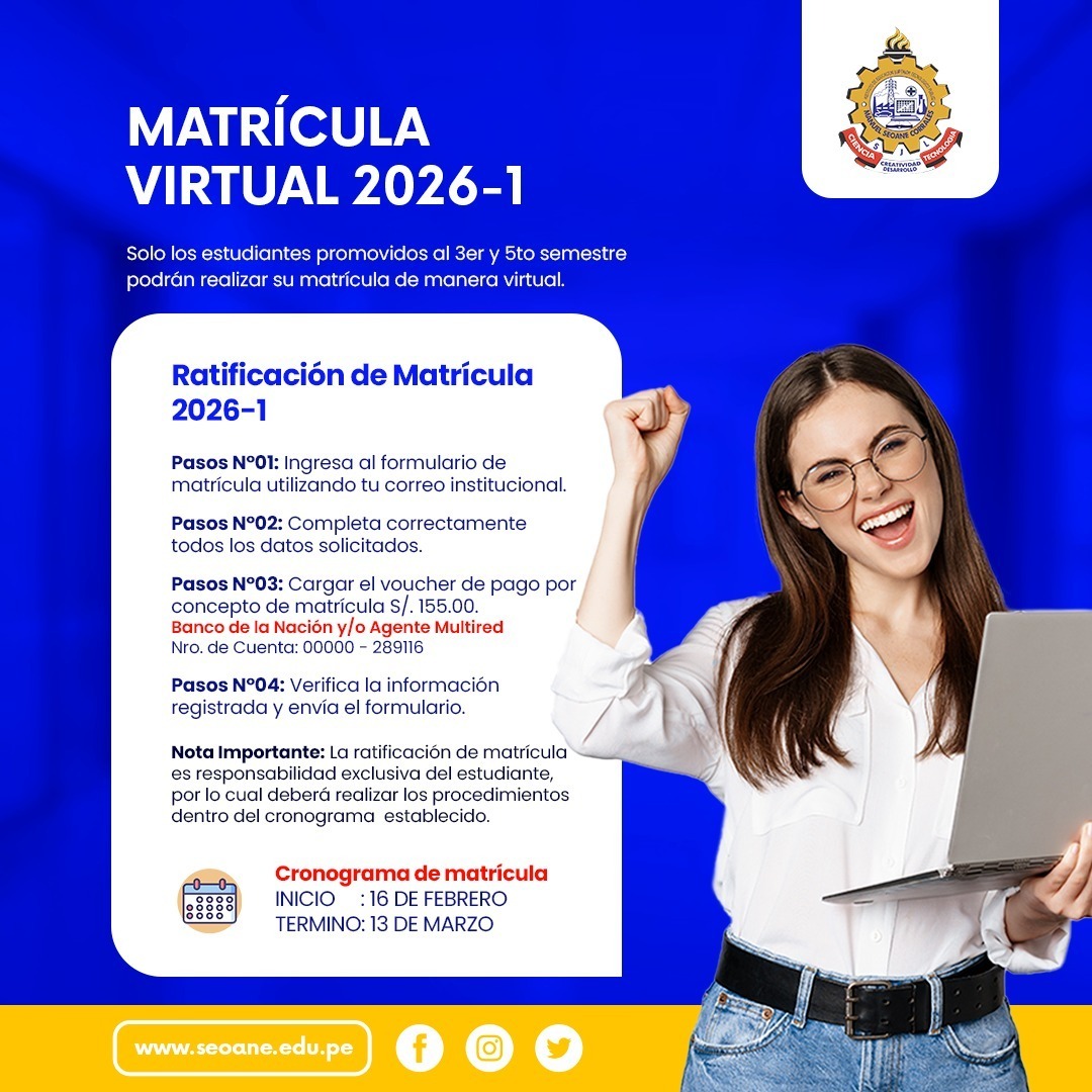 FORMULARIO DE MATRÍCULA 2026-1 (estudiantes promovidos de 3° y 5° ciclo)