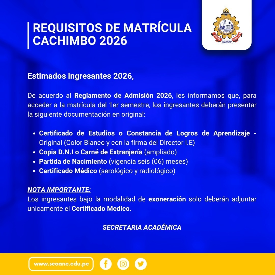 REQUISITOS DE MATRICULA CACHIMBOS