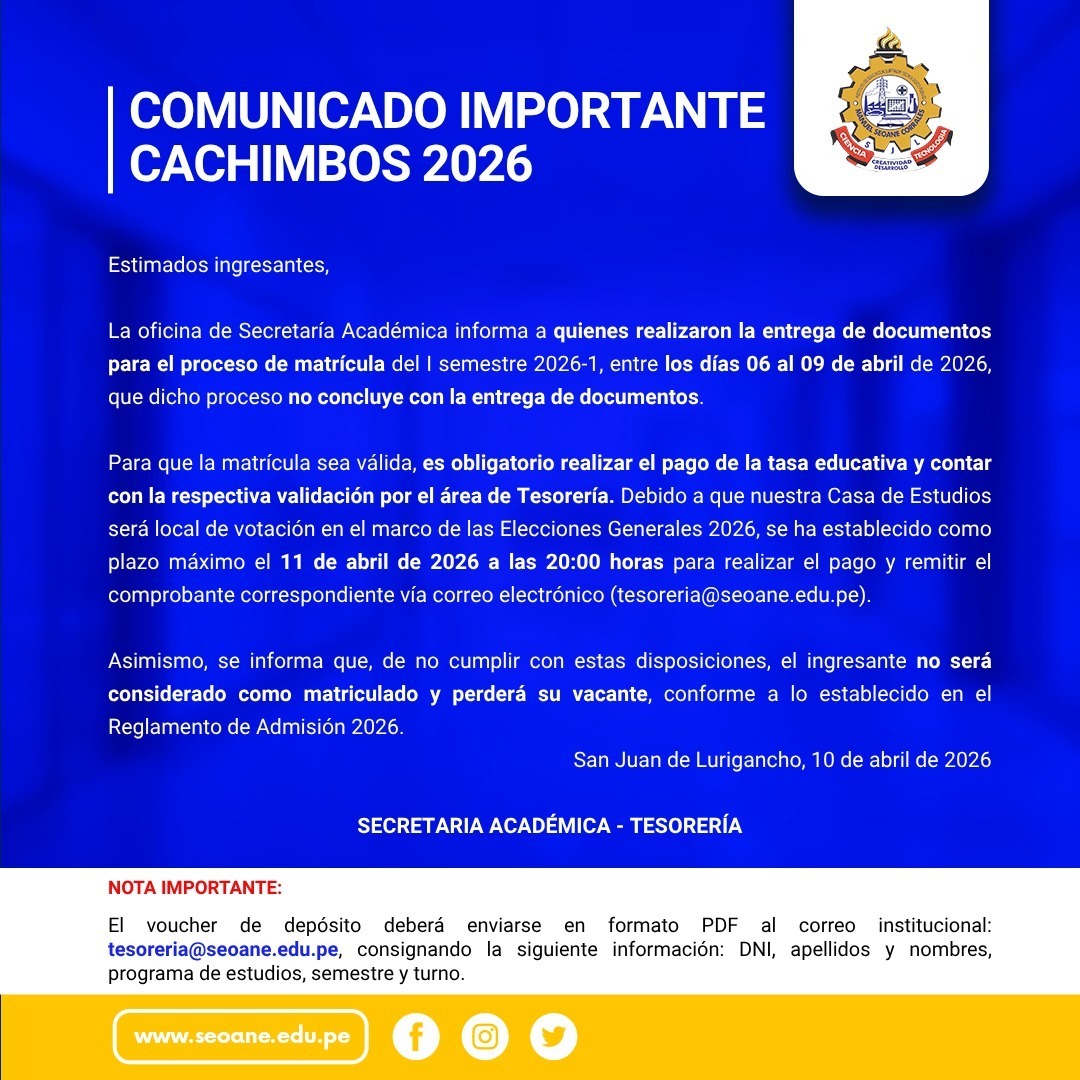 COMUNICADO IMPORTANTE – INGRESANTES 2026