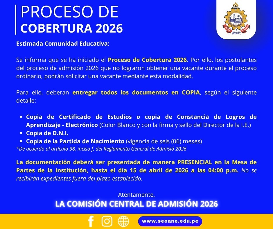 PROCESO DE COBERTURA 2026
