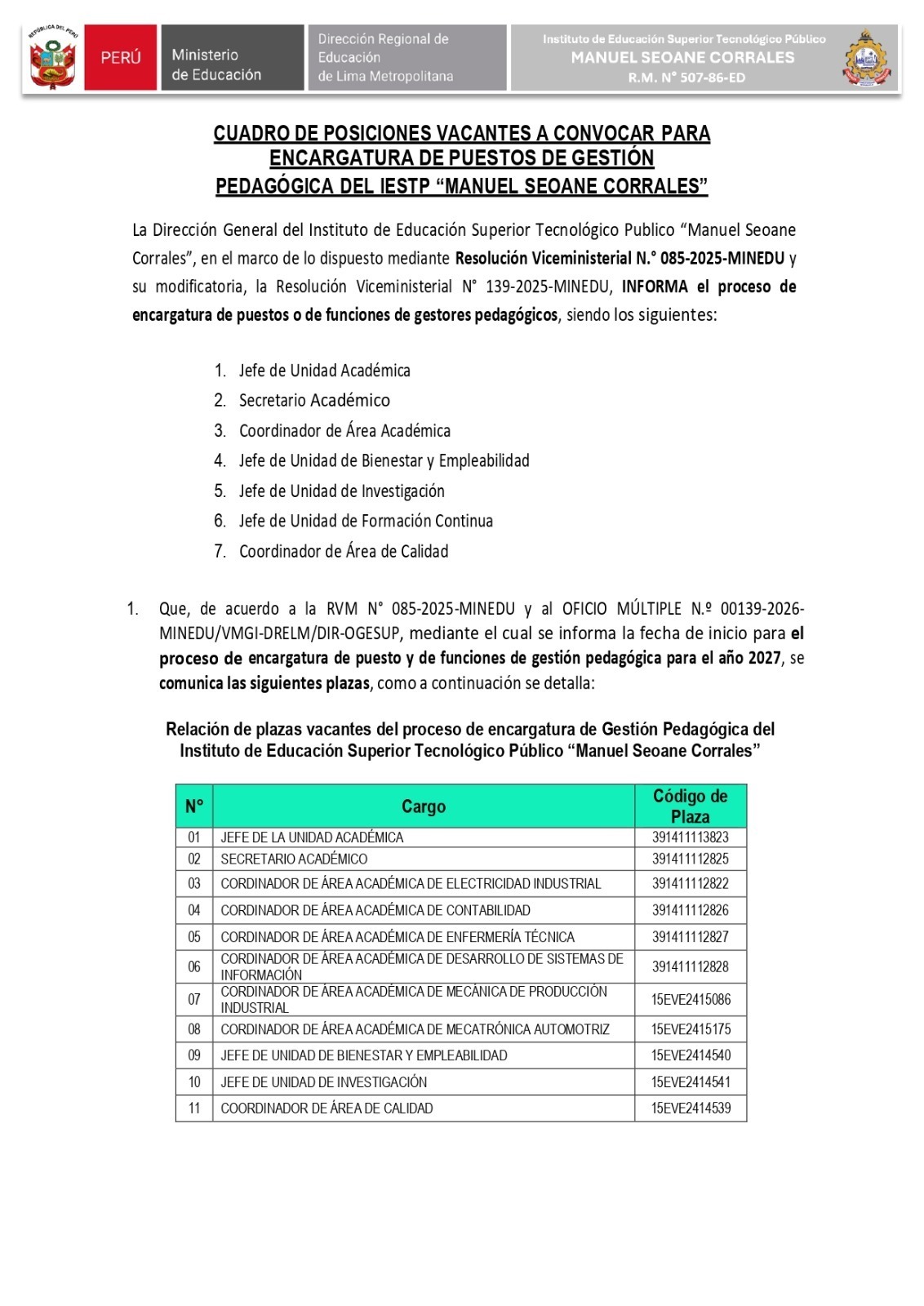 CONCURSO DE ENCARGATURA DE PUESTOS DE GESTIÓN PEDAGÓGICA 2027