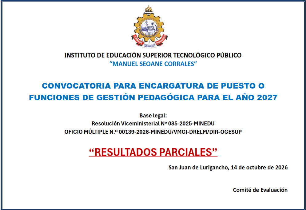 Resultados parciales de evaluación curricular para encargaturas de gestión pedagógica 2027